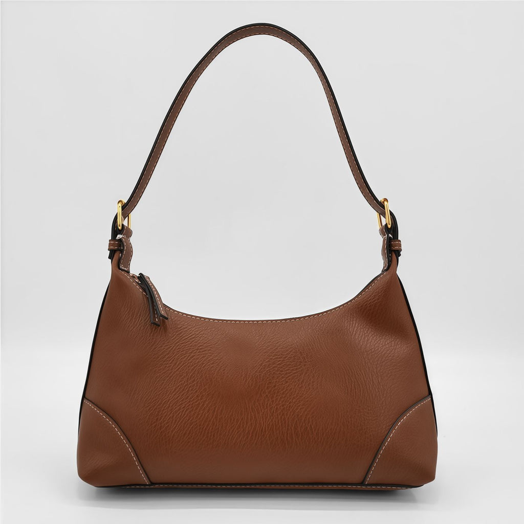 Vintage Soft Leather Baguette Underarm Bag, Versatile Commuter Shoulder Bag, Large-Capacity Crescent Mini Purse