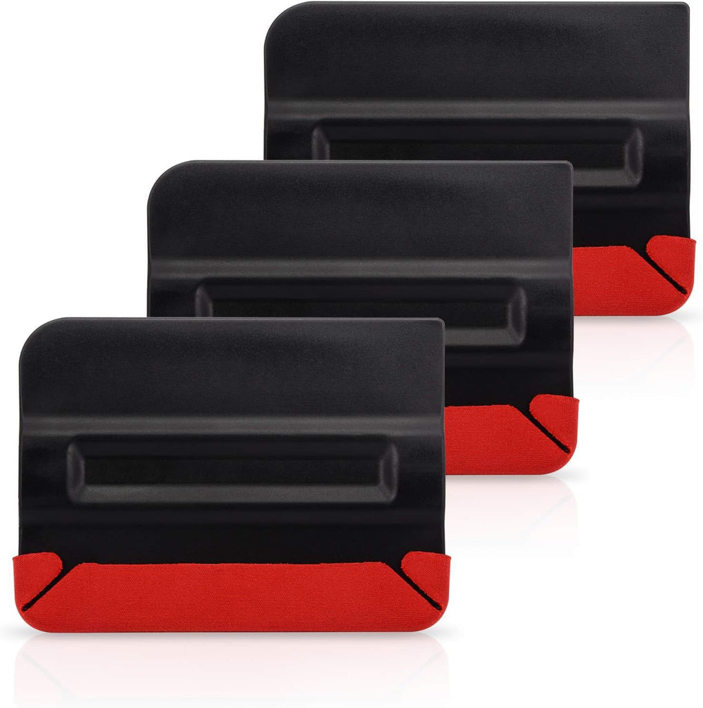 Vinyl Felt Squeegee 4 Inch Built in Magnet with Big Buffer Felt Edge for Car Vinyl Scraper Decal Applicator Tool, Pack of 3