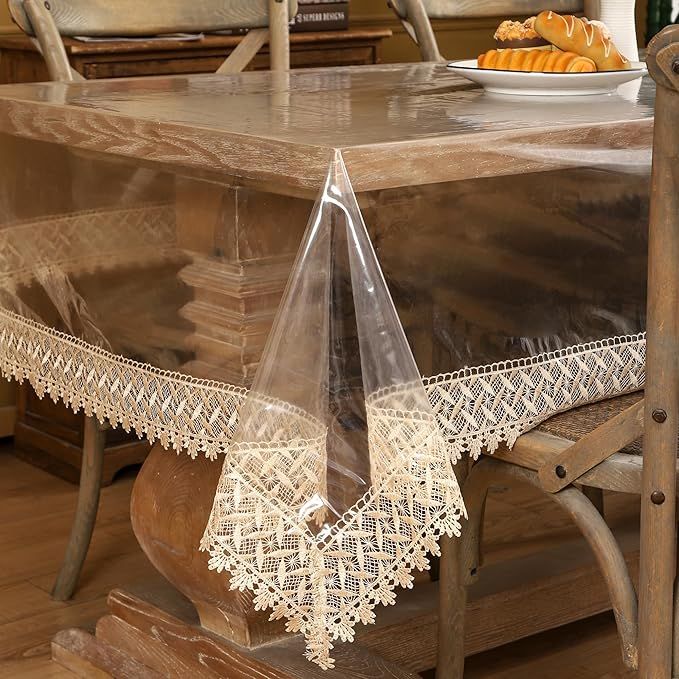 Vinyl Tablecloth Protector Waterproof Plastic Square Transparent