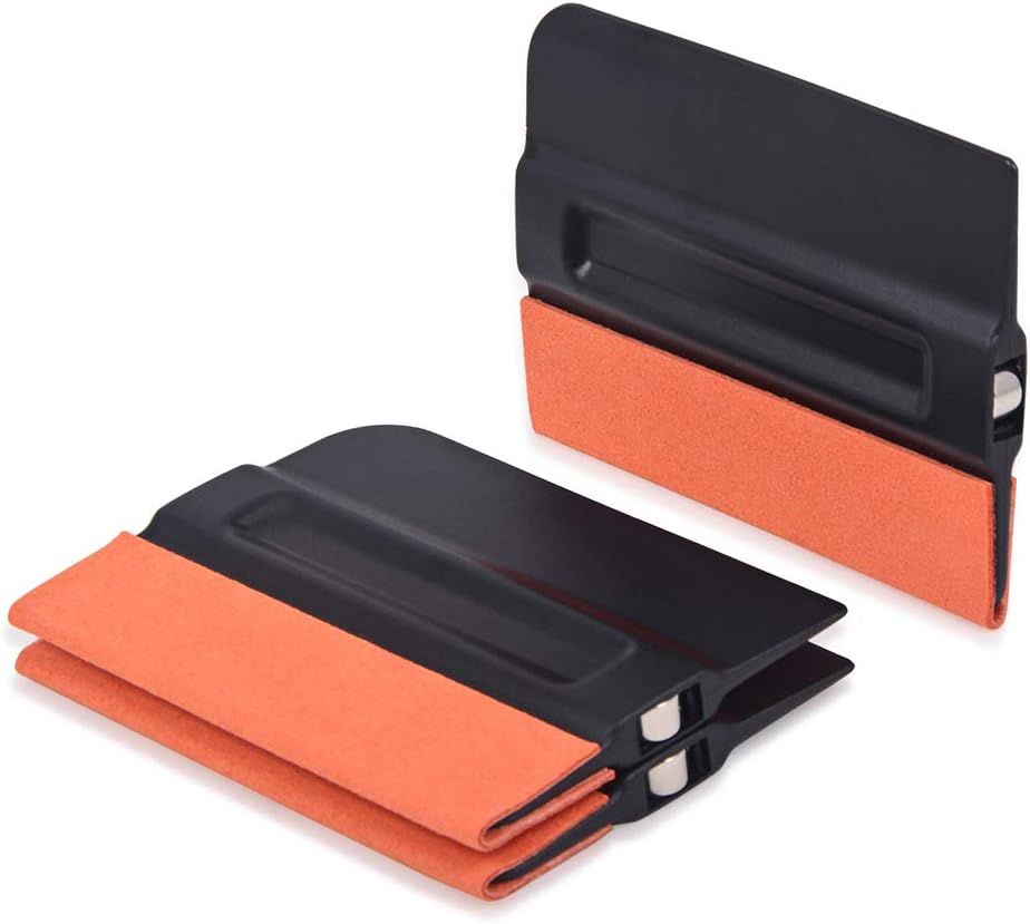 Vinyl Wrap Squeegee 4 Inch Magnet Tint With Micro-Fiber Felt Edge - Car Vinyl Scraper Decal Applicator Tool, Wallpaper Window Film Smoothing Tool, Pack of 3