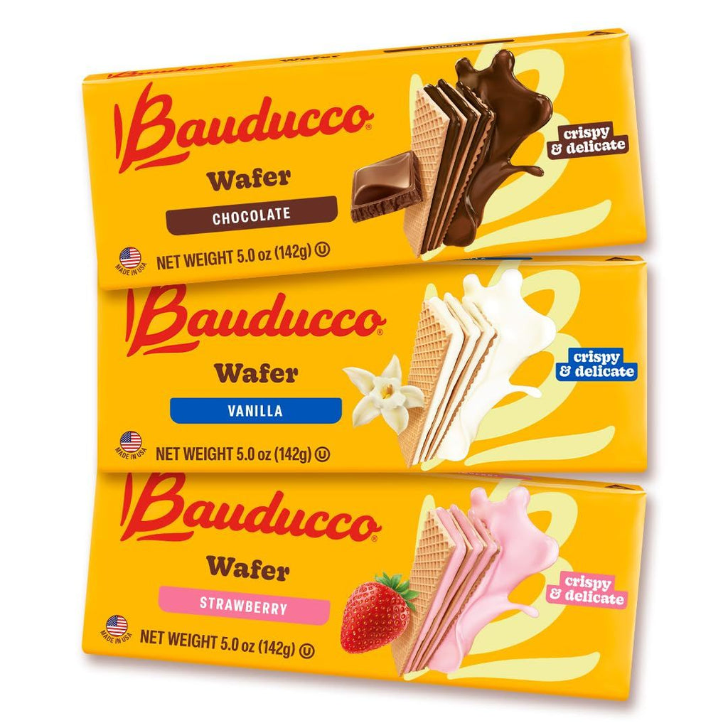Wafer Cookies, Assorted, Chocolate, Vanilla, and Strawberry, 60 oz (Pack of 12) - Crispy & Delicate Wafer Cookies With 3 Delicious, Indulgent Decadent Layers of Flavored Cream.
