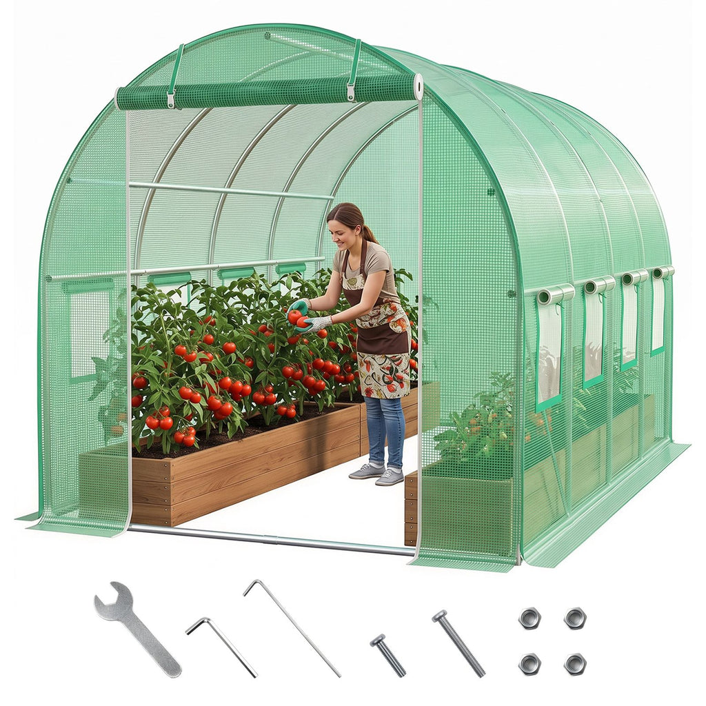 Walk-in Tunnel Greenhouse with Watering System Heavy Duty Portable Green House