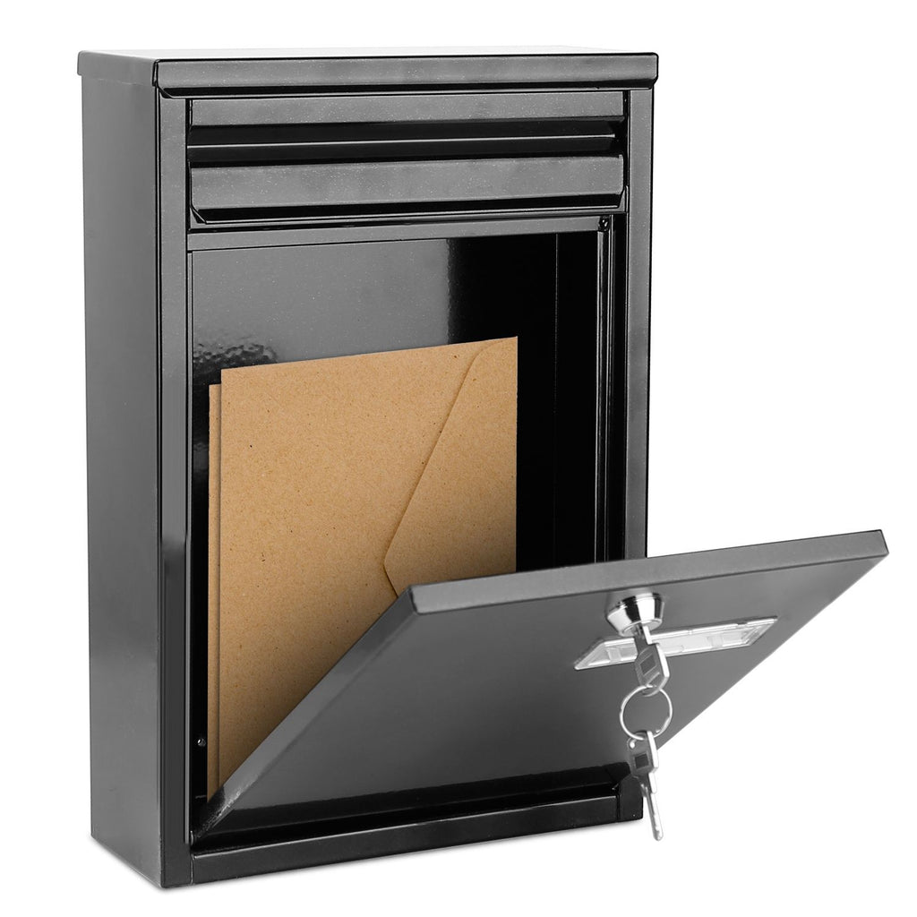 Wall Mount Mailbox Security Box Lockable Galvanized Iron Letter Post Box Locking Security Drop Box with 2 Keys for Outside Home Office