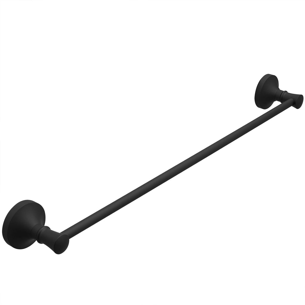 Wall-Mounted Adjustable Towel Bar Rod for Bathroom Cloths Hanger in Matte Black