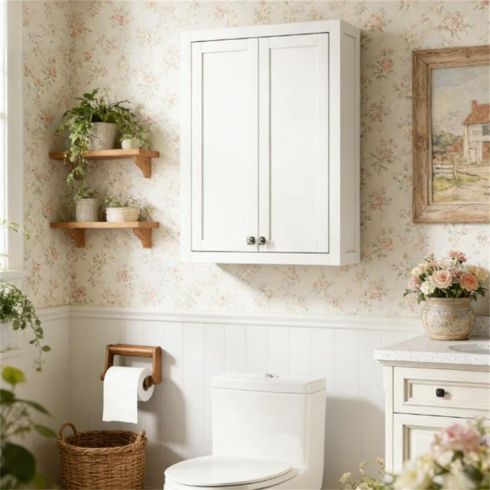 Wall mounted bathroom cabinet, bathroom cabinet, white