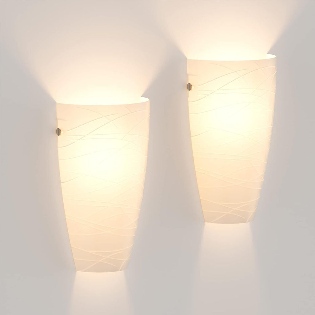 Wall Sconces Set of Two, Wall Mount Light Fixtures Acrylic Shade, Up or Down Hallway Sconces Wall Lighting for Bedroom Living Room Stairwell (Not Include Bulbs)