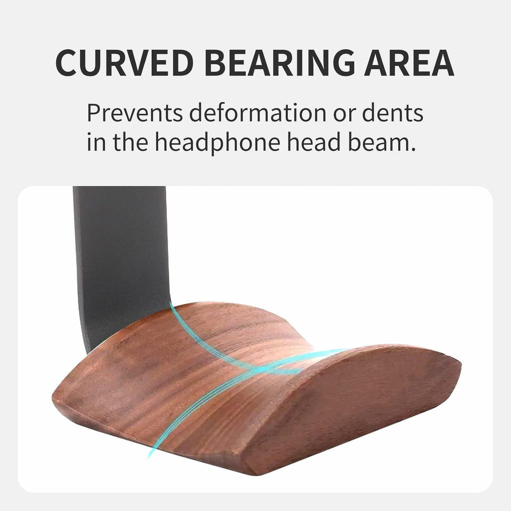 Walnut Wood Headphone Wall Mount Holder, with VHB Adhesive Tape and Screw, Holds 10 lbs (Black & Walnut Wood)