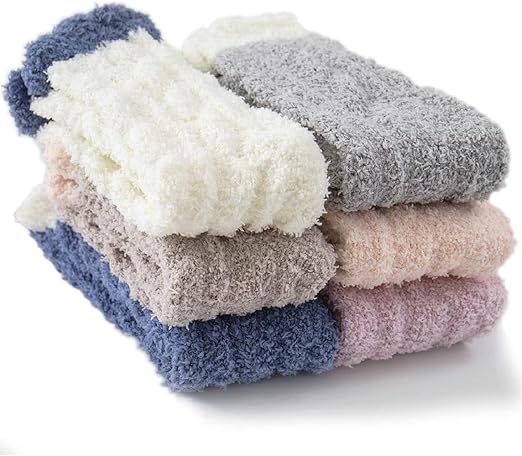 Warm & Cozy Gifts for Women, Stocking Stuufers, Fluffy Fuzzy Plush Sleeping Slipper Socks - Soft Warm Fabric