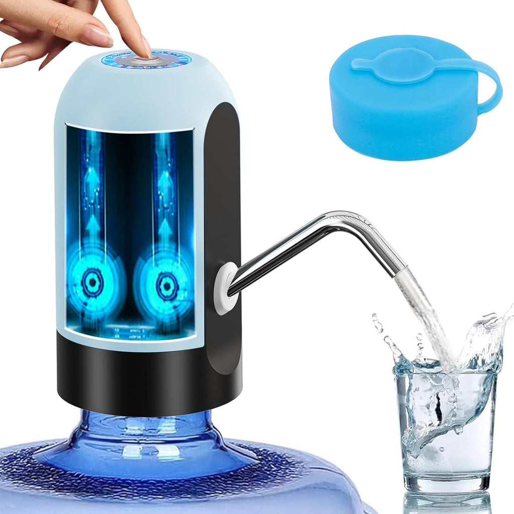 Water Dispenser for 5 Gallon Bottle, Portable USB Charging Electric Water Pump, Drinking Water Jug Pump for Home, Kitchen, Living Room, Office, Camping, Universal for 3-5 Gallon (Blue)