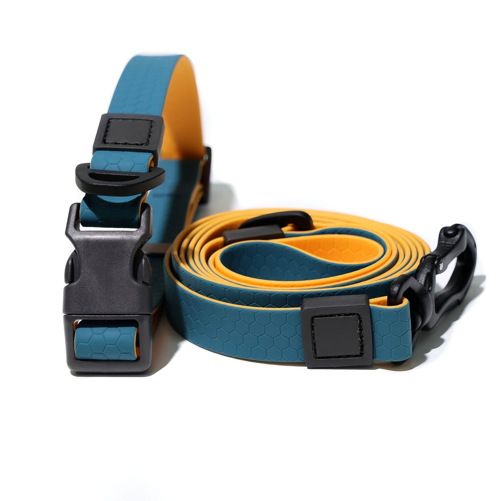 Waterproof Wear-Resistant & Tear-Proof Two-color honeycomb embossed traction rope set  Anti-Slip Buckle Easy-to-Clean 4.92FT Adjustable Length Beach Trips Camping & Picnics For Large Dogs (Anti-Pull)