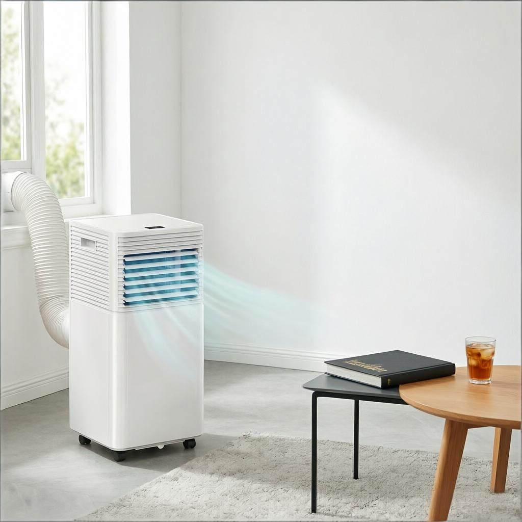 White 10000 BTU Mobile Air Conditioner with Remote Control 24H Timer LED Display for Cooling And Dehumidifying