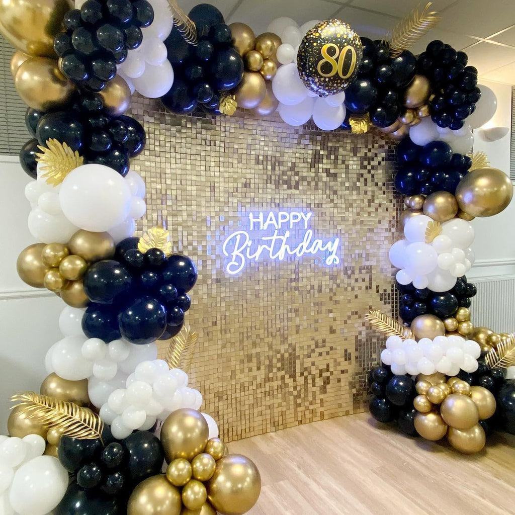 White and Gold Balloons Garland Kit, 124pcs White Metallic Gold Confetti Balloon Arch Kit for Wedding, Engagements Birthday Graduation Baby Shower Celebrations Anniversary Party Decorations