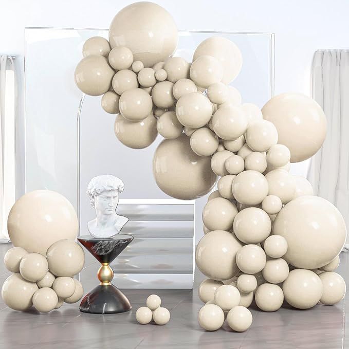 White Balloons 140 pcs Different Sizes of 18 12 10 5 Inch White Sand Balloons Arch Kit Garland for Wedding Baby Shower Birthday Bridal Shower Graduation Engagement Party Decorations White-F12