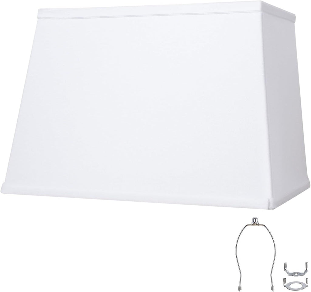 White Lamp Shades, Large Square Lampshades, Top7 x 12.5'' xBottom 9 x 15'' x High 9.8 ''