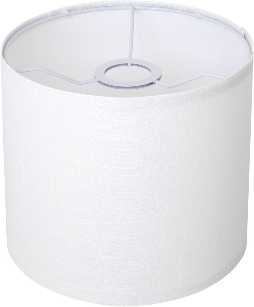 White Linen Small Drum Lampshade, 8.66" Top x 8.66" Bottom x 7.87" High Lamp Shade