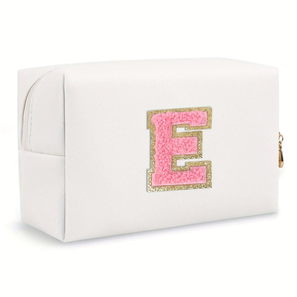 White personalized first letter "B" travel wash bag