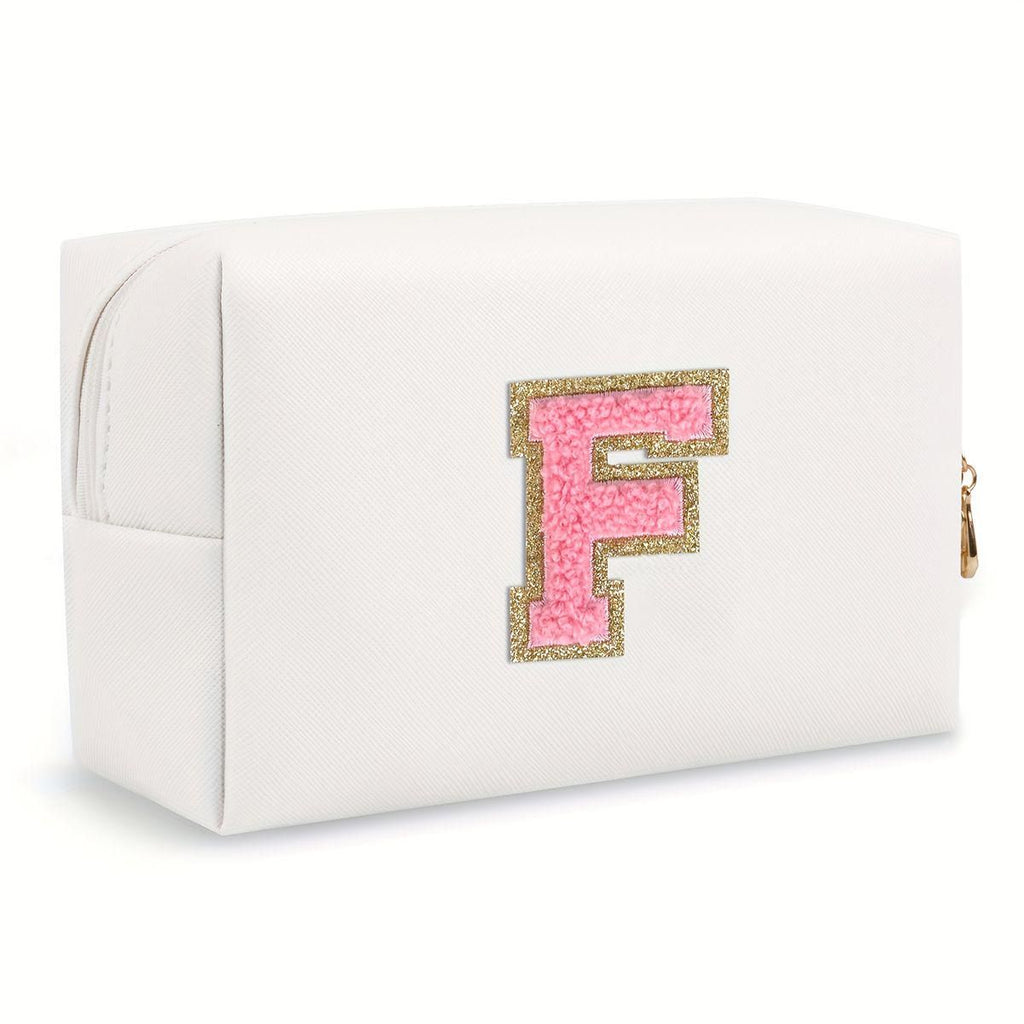 White personalized first letter "B" travel wash bag