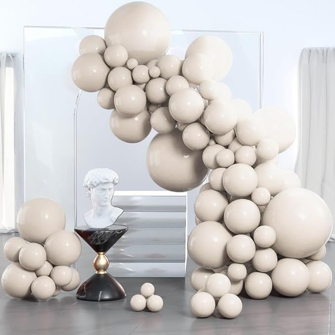 White Sand Balloons, 85 pcs Boho White Balloons Different Sizes Pack of 18 Inch 12 Inch 10 Inch 5 Inch Sand White Balloons for Balloon Garland Balloon Arch as Party Decorations, White-F12