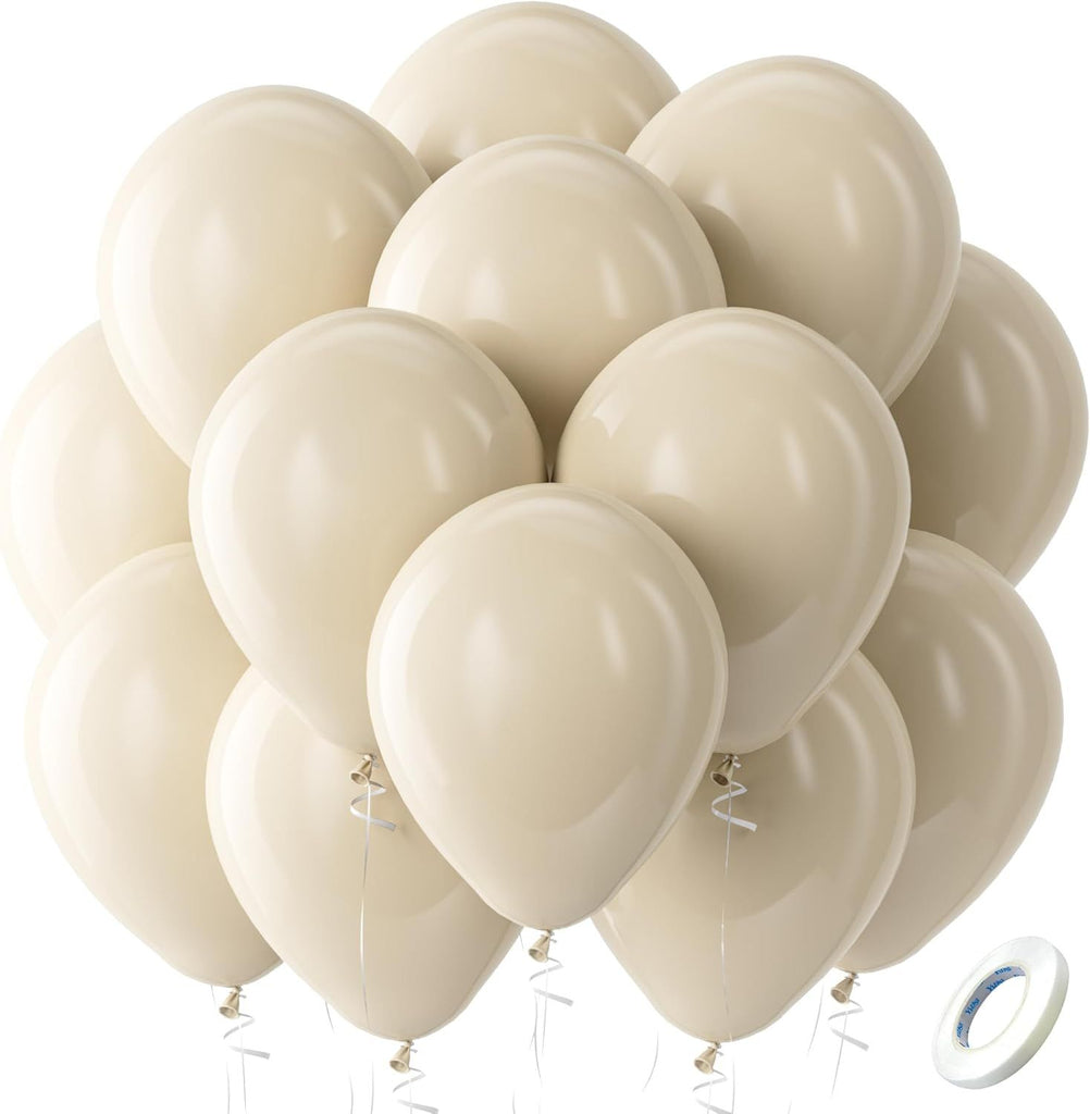 White Sand Latex Party Balloons - 100 Pack 12 inch Round Helium Sand White Boho Balloons for Engagement Birthday Wedding Bridal Shower Gender Reveal Party Decoration