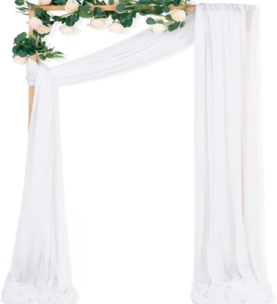 White Sheer Wedding Arch Draping Fabric 1 Panel 29" x 20 FT Extra Long Airy Gauze Drapes Backdrop Curtains 6.6 Yards Light Weight Outdoor Drapery Panels for Wedding Ceremony Church Events Decor