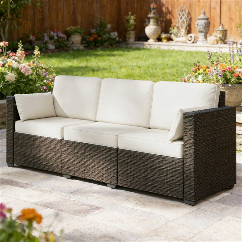 Willow Sofa, Outdoor Sofa, Terrace Sofa, Courtyard Sofa, Double Sofa, Cream White