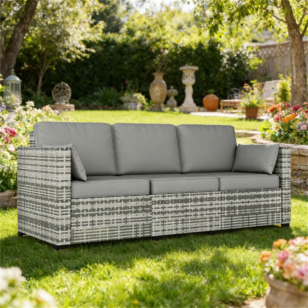 Willow Sofa, Outdoor Sofa, Terrace Sofa, Courtyard Sofa, Double Sofa, Grey