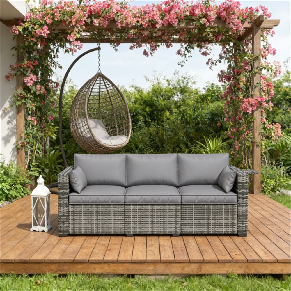 Willow Sofa, Outdoor Sofa, Terrace Sofa, Courtyard Sofa, Double Sofa, Mixed Grey