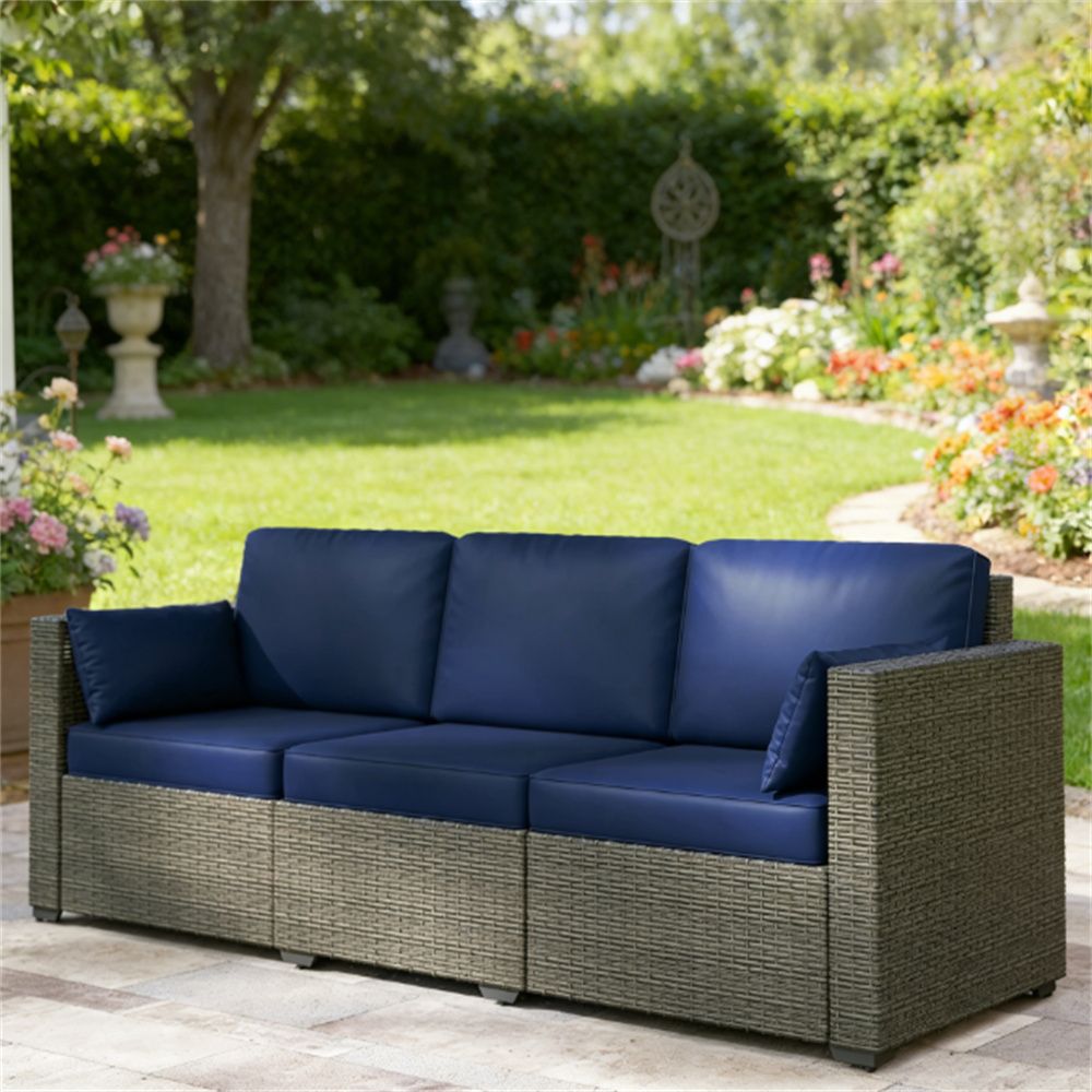 Willow Sofa, Outdoor Sofa, Terrace Sofa, Courtyard Sofa, Double Sofa, Navy Blue