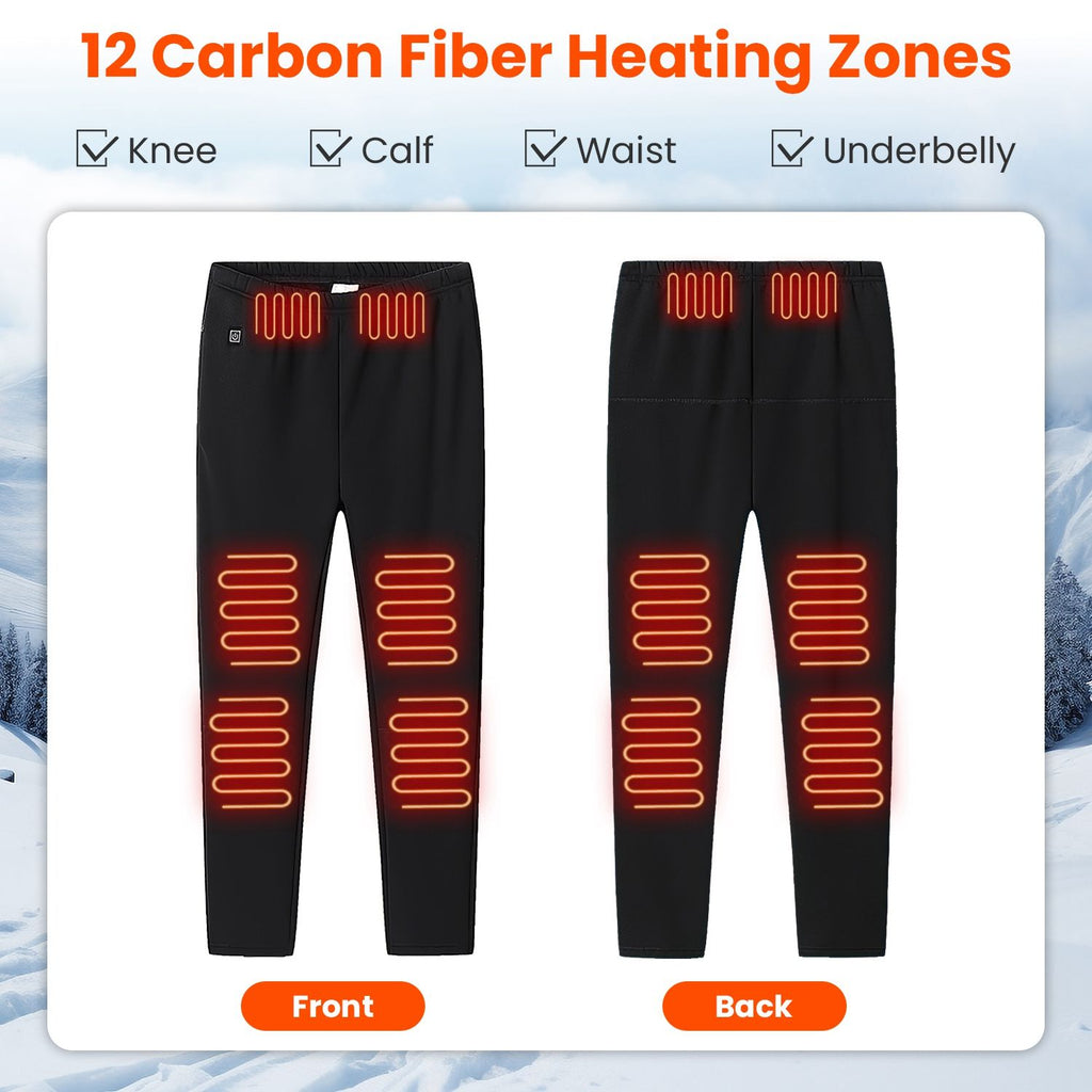Winter Heated Pants for Men Women with 12 Heating Zones 5V USB Powered Heating Trouser with 3 Heating Levels Machine Washable for Outdoor Winter Activities Unisex