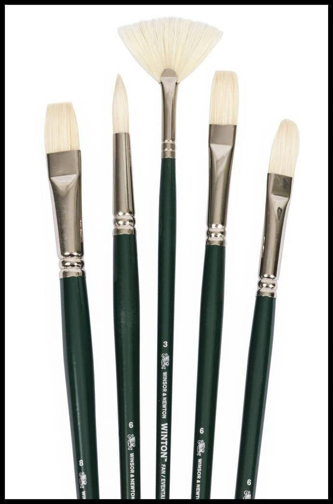 Winton Long Handle Brush (5 Pack) (Round 6, Filbert 6, Flat 6, Bright 8, Fan 3)