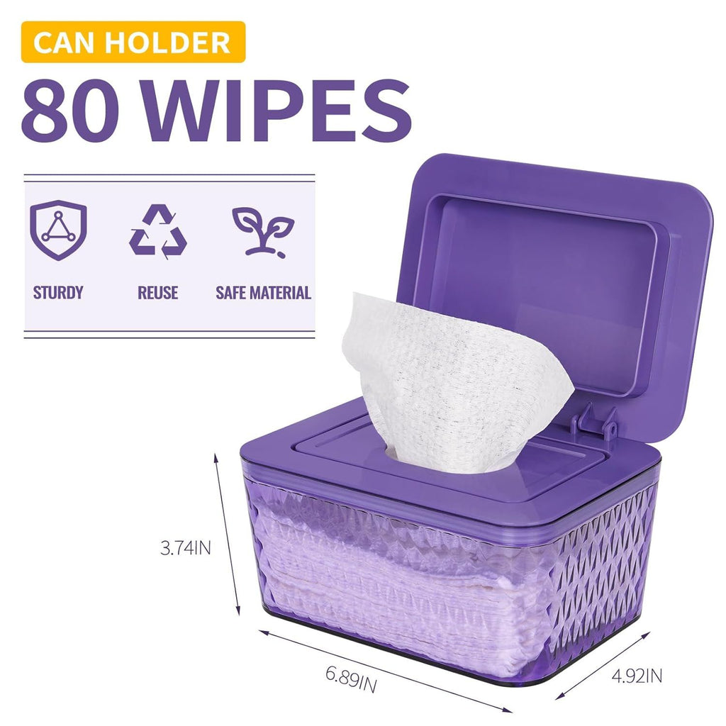 Wipes Dispenser, One-Handed Operation Wipe Holder for Baby & Adult, Seal-Designed Wipes Container for Bathroom Keep Diaper Wipes Fresh