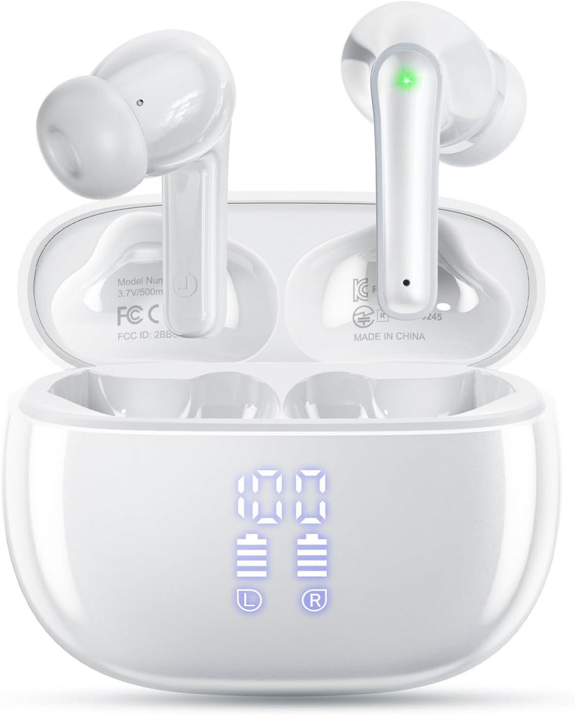 Wireless Earbuds, Bluetooth 5.3 Ear Buds, Headphones with Clear Stereo Sound, 40H Playtime with LED Digital Display, IPX7 Waterproof Earphones Built-in Mic for Phone Tablet Sports Workout