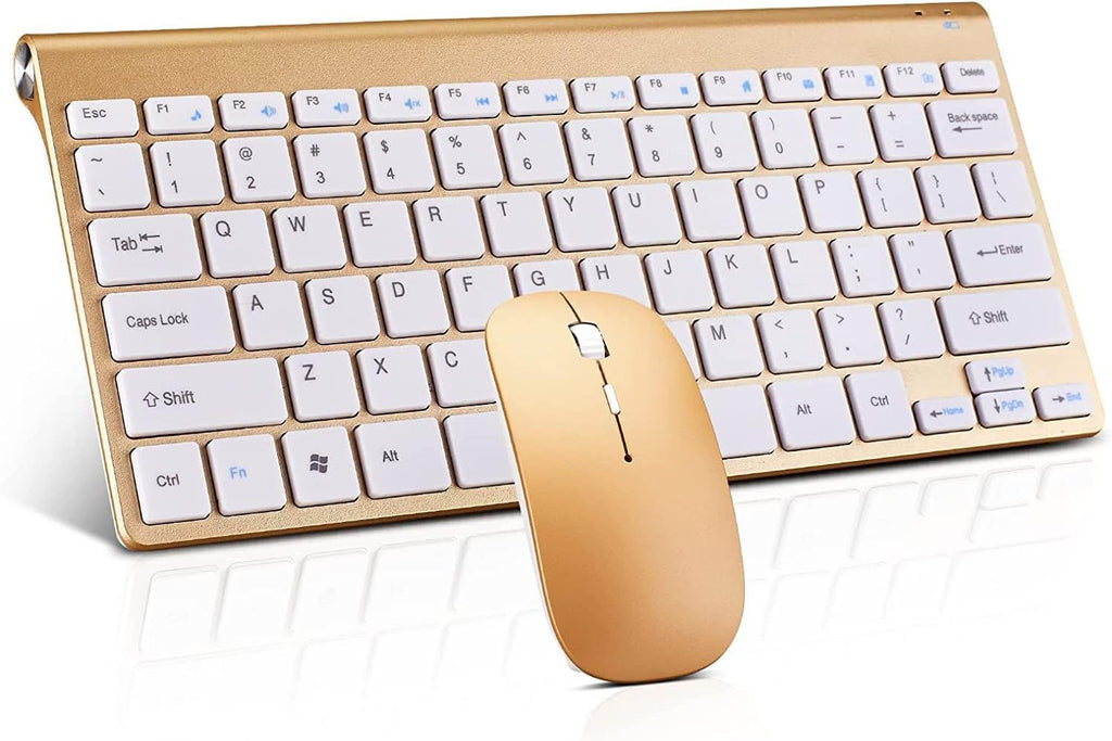 Wireless Keyboard and Mouse Combo, Compact Quiet Wireless Keyboard and Mouse Set 2.4G Ultra-Thin Sleek Design for Windows, Computer, Desktop, PC, Notebook, Laptop