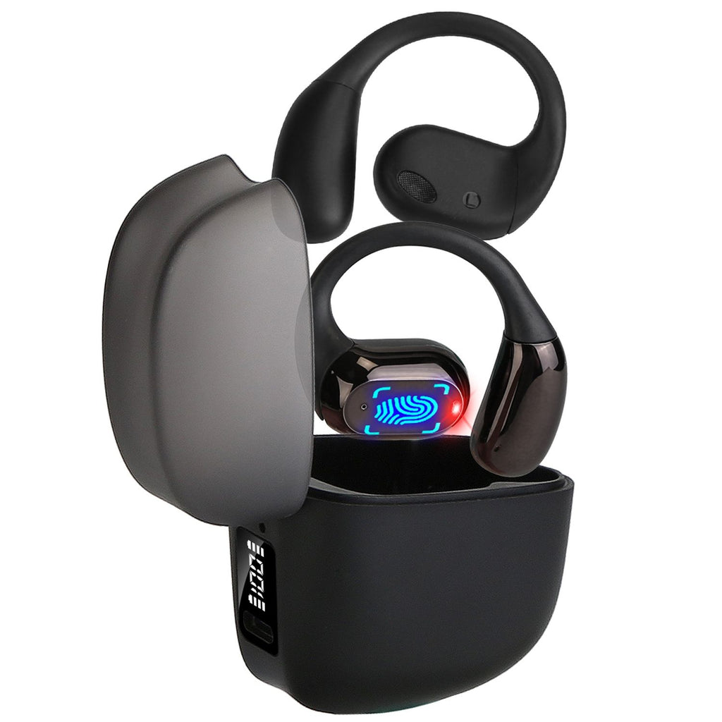 Wireless V5.4 Open Ear Earbuds with Earhook LED Display Charging Case IPX5 Waterproof 300Hrs Standby Time Touch Control Stereo Sport Headphones for Workout Running