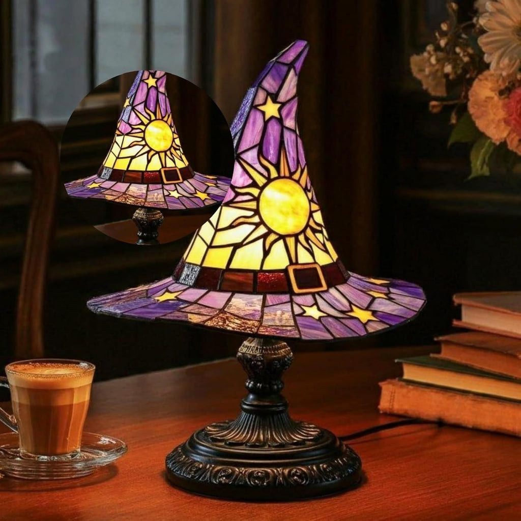Witch Hat Lamp, Spooky Fun for Small Witches, Handmade Witch Hat Shaped Decoration for Bedroom Party Decorations(Purple)