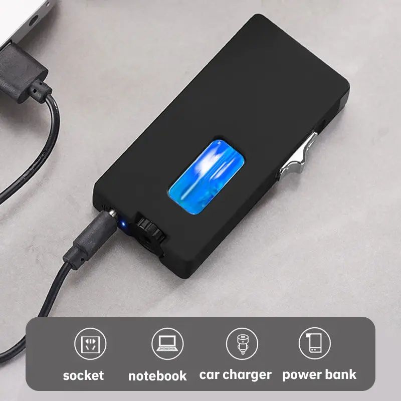 With Soft fire/Jet Flame - Dual Fire Adjustable lighter, Creative wheel side pressure ignition Dual Flame lighter, metal body, windproof blue Flame, Window with visual fuel tank, suitable for outdoor