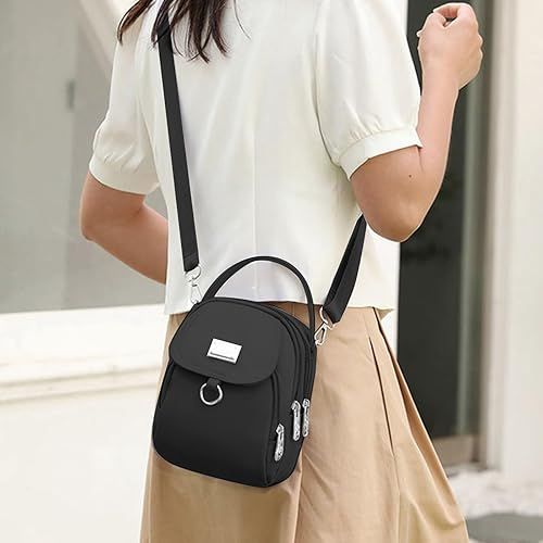 Women Crossbody Bag Nylon Messenger Bags Simple Purse for Work, Multi-pocket Storage Shoulder Handbag