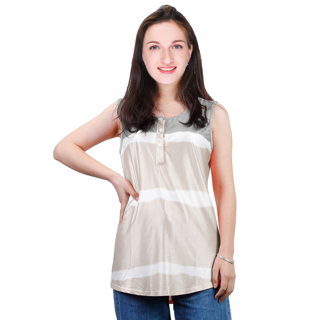 Women Tie-dye Sleeveless Tank Tops Summer Loose T Shirts Tops Button Down Shirts Vest Blouse Plus Size