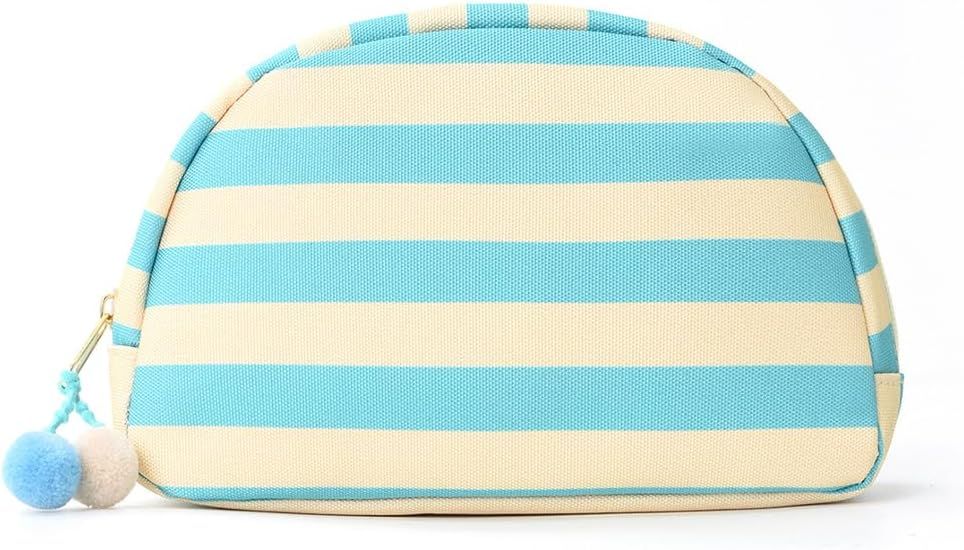Women's Cute Stripe Mini Makeup Bag, Trendy Portable Waterproof Cosmetic Bag, Lightweight Toiletry Bag for Travel