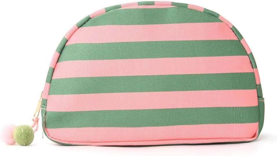 Women's Cute Stripe Mini Makeup Bag, Trendy Portable Waterproof Cosmetic Bag, Lightweight Toiletry Bag for Travel
