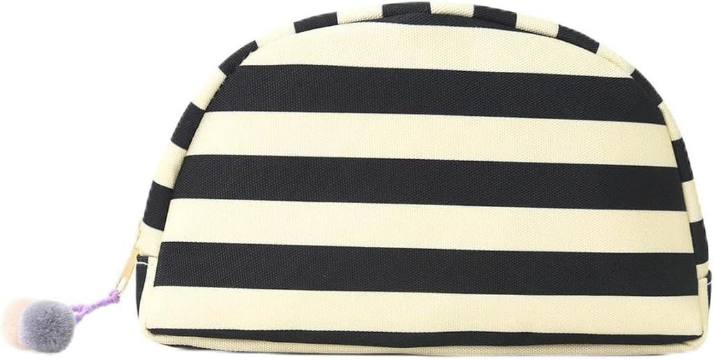 Women's Cute Stripe Mini Makeup Bag, Trendy Portable Waterproof Cosmetic Bag, Lightweight Toiletry Bag for Travel