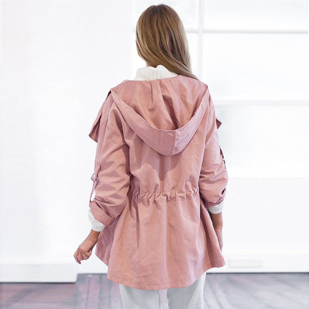 Women's Lightweight Hooded Open Front Trench Coat