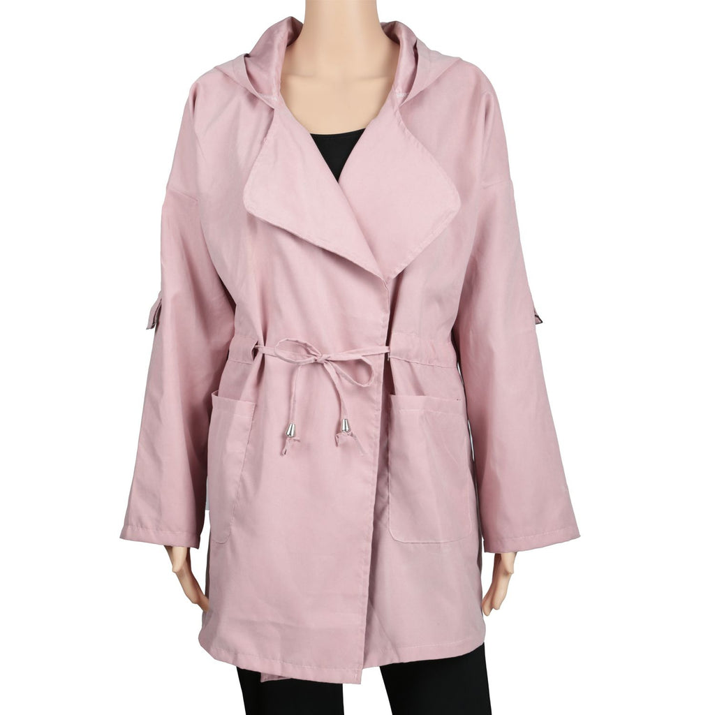 Women's Lightweight Hooded Open Front Trench Coat