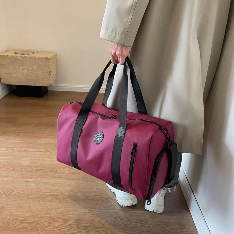 Women's Lightweight Nylon Weekender Duffel Bag with Side Pocket