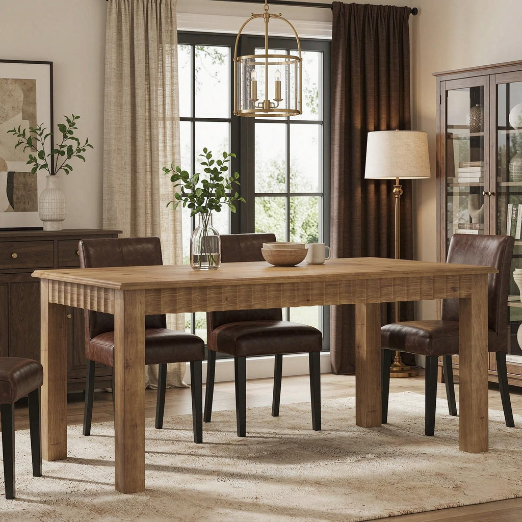 Wood Dining Table 63 Inch Rectangular Kitchen Dinner Table