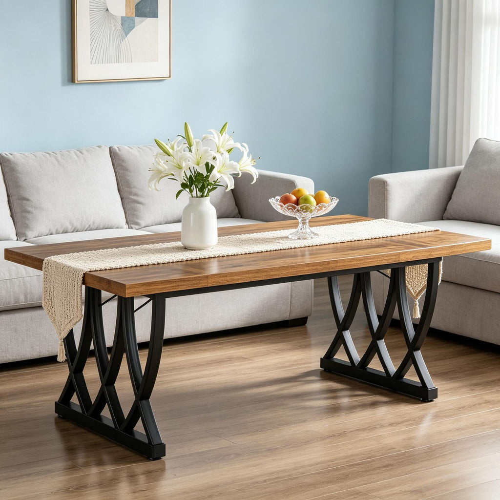 Wood Dining Table Kitchen Dinner Table for 6 to 8 People - Family Size Mealtime Gathering Space