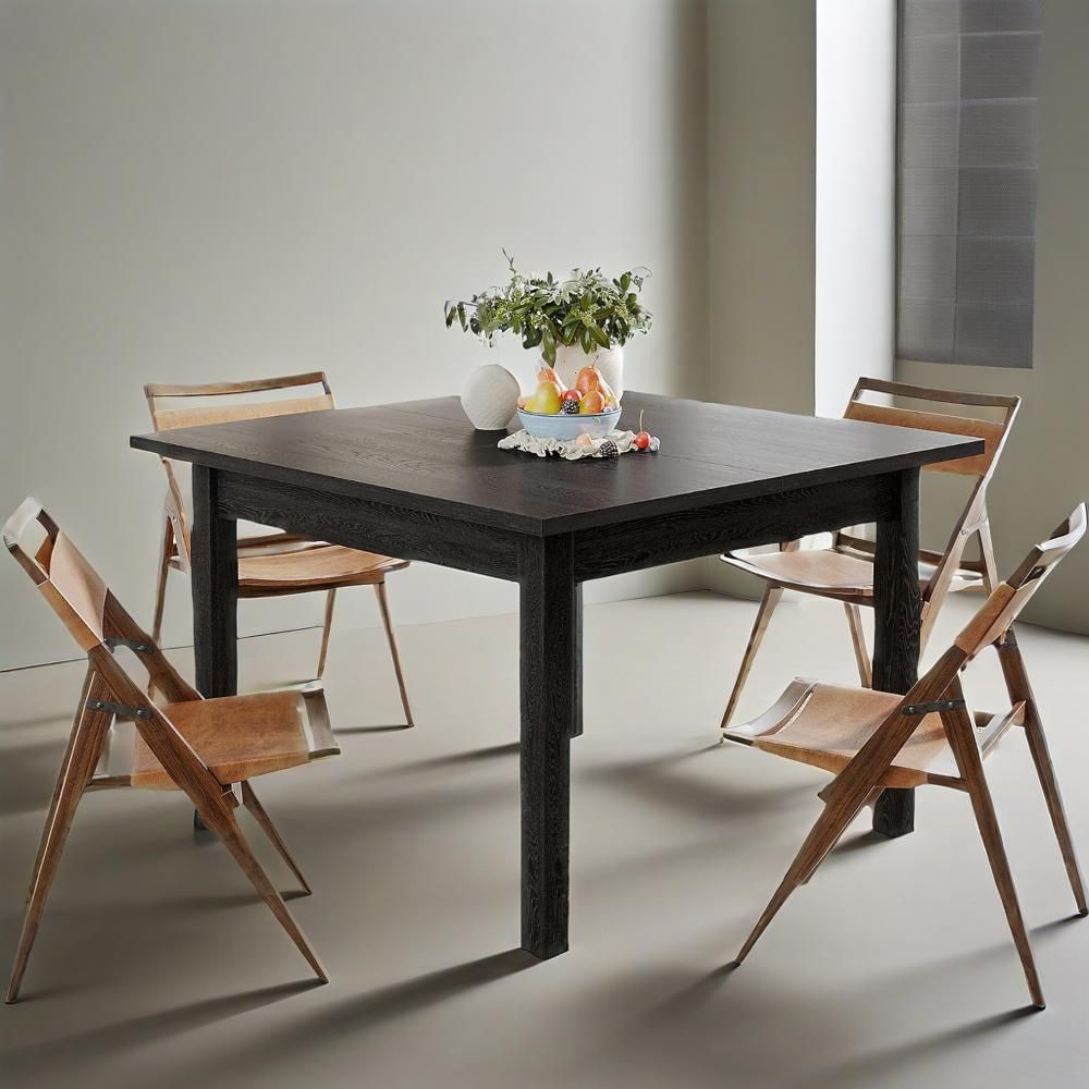 Wood Dining Table Modern Kitchen Table for Dining Room Living Room, 2-4 People Dining Room Table Square Dinner Tables with Wooden Legs Thick Top
