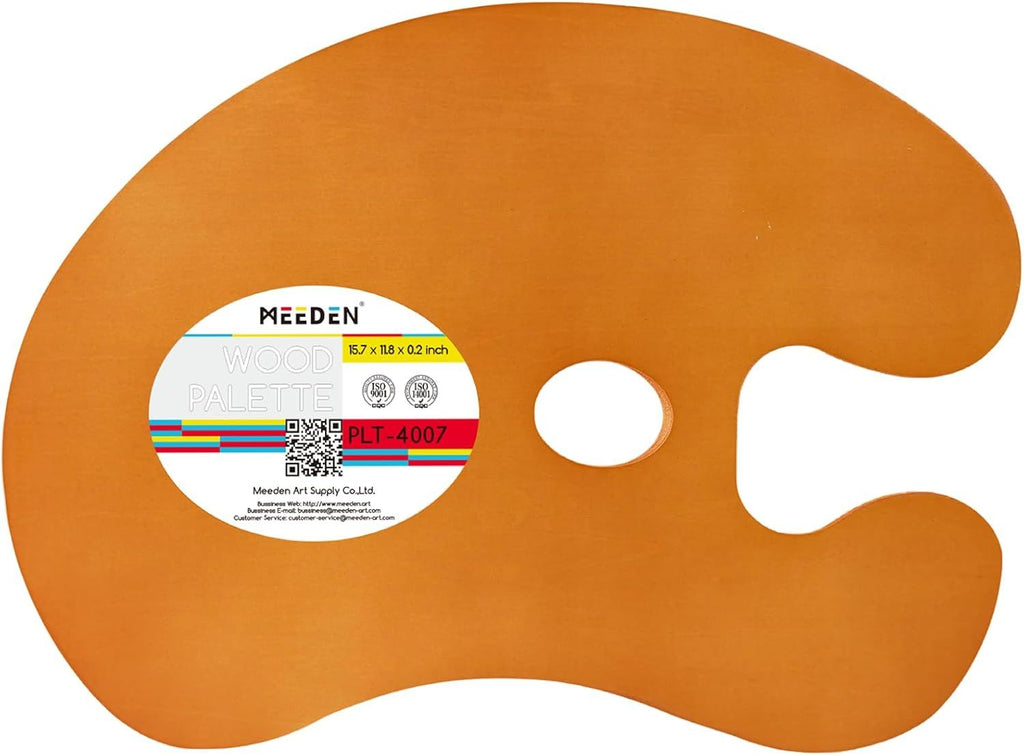 Wood Paint Palette - Artist Wooden Painting Palette for Oil & Acrylic, Ergonomic Palette with Thumb Hole, Oval Shape