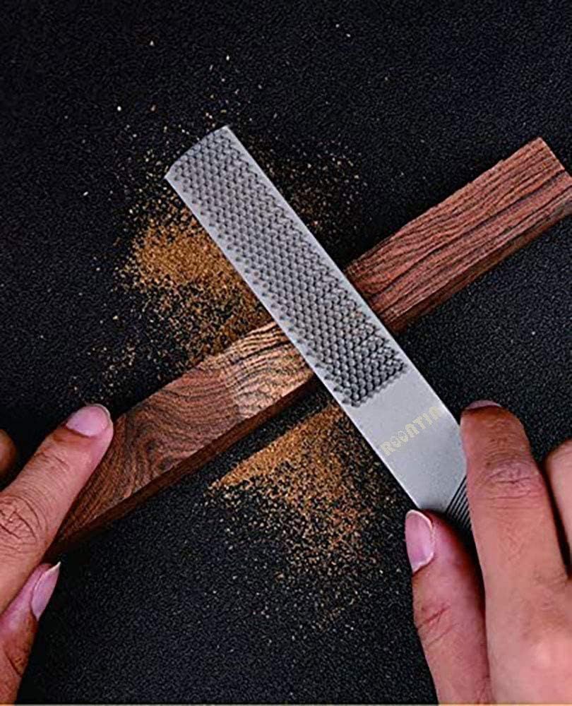 Wood Rasp File 4 Way Hand File and Round Rasp, Half Round Flat & Needle Files Wood Rasp Set for Sharping Wood and Metal Tools