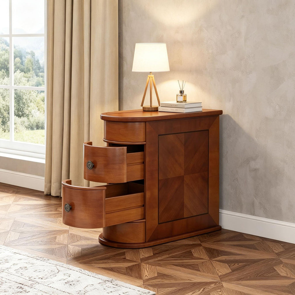 Wood Tall End Table Narrow Side Table  with Drawers Home Furniture Living Room Decor